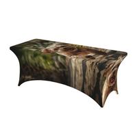 QMKFWT Dog is Running Decorative Tablecloth Protector for Wedding, Banquet & Parties6FT Spandex Rectangle Tablecloths, Stretch Washable Table Cloth Wrinkle Free Patio Table Cover