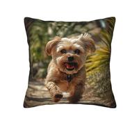 QMKFWT Dog is Running Print Throw Pillow Covers Decorative Pillow Cover Square Cushion Cases Soft Cushion Cover Throw Sofa Pillow Case for Home Decor Living Room Bed Couch Car 20"x20"