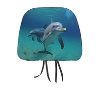 QMKFWT Dolphins Underwater Car Seat Headrest Cover Adjustable and Reusable Anti-Dirty Flexible Hear Rest Covers Soft Dust-Proof Car Seat Headrest Protector for Most Vehicles