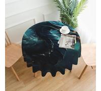QMKFWT Dragon Printed Round Tablecloth,Dust-Proof Wrinkle Resistant Table Cover Washable Polyester Table Cloth for Kitchen Dining Room Farmhouse Picnic Indoor Outdoor(Round 60 Inch)