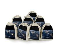 QMKFWT Earth from The Outer Space Drawstring Pouches Small Bulk Cotton Burlap Storage Bags Reusable Muslin Sachet Bag for Candy, Toys, Jewelry, Treats, Birthday Party Favors
