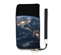 QMKFWT Earth from The Outer Space Wallet Large Capacity Clutch Cash PursePU Leather Long Zipper Pouch Wallet Unisex, white, 20x10.5cm, Wallet