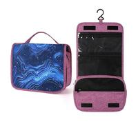 QMKFWT Electric Blue Pattern Toiletry Bag Waterproof Makeup Bag with Hanging Hook Cosmetic Bags for Women Travel Essentials