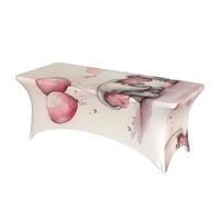 QMKFWT Elephant with Pink Balloons Decorative Tablecloth Protector for Wedding, Banquet & Parties6FT Spandex Rectangle Tablecloths, Stretch Washable Table Cloth Wrinkle Free Patio Table Cover