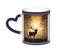 QMKFWT Elk Artwork Coffee Mugs 11 Oz Heat Sensitive Starry Sky Color Changing Mugs, Ceramic Magic Cup with Handle Personalized Tea Cups Novelty Coffee Cup Gift for Women Men Blue