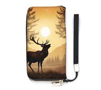 QMKFWT Elk Artwork Wallet Large Capacity Clutch Cash PursePU Leather Long Zipper Pouch Wallet Unisex, white, 20x10.5cm, Wallet