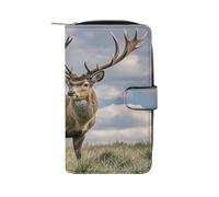 QMKFWT Elk Leather Wallet Long Checkbook Wallets Classic Bifold Ladies Clutch with ID Window