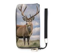 QMKFWT Elk Wallet Large Capacity Clutch Cash PursePU Leather Long Zipper Pouch Wallet Unisex, white, 20x10.5cm, Wallet