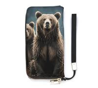 QMKFWT Encounter Animal Bear Wallet Large Capacity Clutch Cash PursePU Leather Long Zipper Pouch Wallet Unisex, white, 20x10.5cm, Wallet