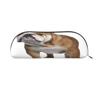 QMKFWT English-Bulldog Pencil Pouch Leather,Small Pen Bags With Zipper For Pencils,Pens,Markers,Makeups,Change,Coins