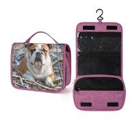 QMKFWT English Bulldogs Toiletry Bag Waterproof Makeup Bag with Hanging Hook Cosmetic Bags for Women Travel Essentials