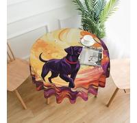QMKFWT Fantastic Dog Printed Round Tablecloth,Dust-Proof Wrinkle Resistant Table Cover Washable Polyester Table Cloth for Kitchen Dining Room Farmhouse Picnic Indoor Outdoor(Round 60 Inch)