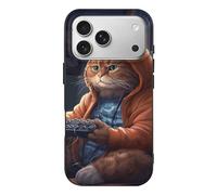 QMKFWT Fat Cat Playing Games Phone Case for Phone 17, TPU Anti-Yellowing Scratch Resistant, Slim Shockproof Cover with Precise Cutouts, Supports Wireless Charging Phone Case for Phone 17