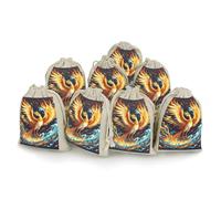 QMKFWT Fire And Water Phoenix Drawstring Pouches Small Bulk Cotton Burlap Storage Bags Reusable Muslin Sachet Bag for Candy, Toys, Jewelry, Treats, Birthday Party Favors