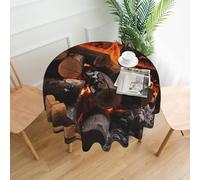 QMKFWT Fire in Fireplace Printed Round Tablecloth,Dust-Proof Wrinkle Resistant Table Cover Washable Polyester Table Cloth for Kitchen Dining Room Farmhouse Picnic Indoor Outdoor(Round 60 Inch)