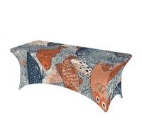 QMKFWT Fish Doodle Pattern Decorative Tablecloth Protector for Wedding, Banquet & Parties6FT Spandex Rectangle Tablecloths, Stretch Washable Table Cloth Wrinkle Free Patio Table Cover