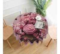 QMKFWT Flowering Plum Tree Printed Round Tablecloth,Dust-Proof Wrinkle Resistant Table Cover Washable Polyester Table Cloth for Kitchen Dining Room Farmhouse Picnic Indoor Outdoor(Round 60 Inch)