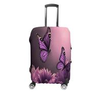 QMKFWT Flowers And Purple Butterfly Travel Luggage Cover Washable Anti-scratch Suitcase Protector Dustproof Protective Cover Case for Wheeled Luggage Fits 19-32 Inch Luggage, white, XL