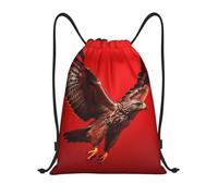 QMKFWT Flying Eagle Drawstring Backpack Sports Gym Sackpack Waterproof Swim Bag Men Women Draw String Bag, Black, S