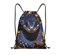 QMKFWT Forest Snake Drawstring Backpack Sports Gym Sackpack Waterproof Swim Bag Men Women Draw String Bag, Black, M