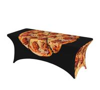 QMKFWT Fried Pizza Decorative Tablecloth Protector for Wedding, Banquet & Parties6FT Spandex Rectangle Tablecloths, Stretch Washable Table Cloth Wrinkle Free Patio Table Cover