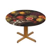 QMKFWT Fruit Round Spandex Tablecloth 51 Inch, Elastic Fitted Waterproof Tablecloths Stretch Washable Picnic Table Cover for Camping, Dining, Indoor and Outdoor