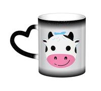 QMKFWT Funny Cow Coffee Mugs 11 Oz Heat Sensitive Starry Sky Color Changing Mugs, Ceramic Magic Cup with Handle Personalized Tea Cups Novelty Coffee Cup Gift for Women Men Black