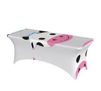 QMKFWT Funny Cow Decorative Tablecloth Protector for Wedding, Banquet & Parties6FT Spandex Rectangle Tablecloths, Stretch Washable Table Cloth Wrinkle Free Patio Table Cover