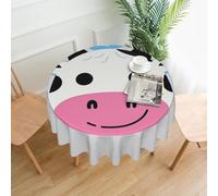 QMKFWT Funny Cow Printed Round Tablecloth,Dust-Proof Wrinkle Resistant Table Cover Washable Polyester Table Cloth for Kitchen Dining Room Farmhouse Picnic Indoor Outdoor(Round 60 Inch)