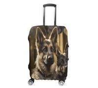 QMKFWT German Shepherd Travel Luggage Cover Washable Anti-scratch Suitcase Protector Dustproof Protective Cover Case for Wheeled Luggage Fits 19-32 Inch Luggage, white, Small