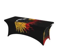 QMKFWT Germany Flag Eagle Decorative Tablecloth Protector for Wedding, Banquet & Parties6FT Spandex Rectangle Tablecloths, Stretch Washable Table Cloth Wrinkle Free Patio Table Cover