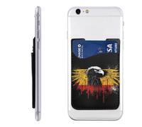 QMKFWT Germany Flag Eagle Phone Wallet, Stick On Card Holder for Back of Phone Case - Leather Cell Phone Card Wallet Sleeve Adhesive Phone Pocket - Compatible with Most Cell Phones