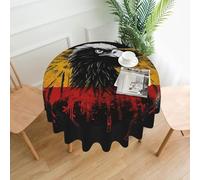 QMKFWT Germany Flag Eagle Printed Round Tablecloth,Dust-Proof Wrinkle Resistant Table Cover Washable Polyester Table Cloth for Kitchen Dining Room Farmhouse Picnic Indoor Outdoor(Round 60 Inch)