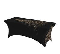 QMKFWT Glowing Christmas Tree Decorative Tablecloth Protector for Wedding, Banquet & Parties6FT Spandex Rectangle Tablecloths, Stretch Washable Table Cloth Wrinkle Free Patio Table Cover