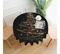 QMKFWT Glowing Christmas Tree Printed Round Tablecloth,Dust-Proof Wrinkle Resistant Table Cover Washable Polyester Table Cloth for Kitchen Dining Room Farmhouse Picnic Indoor Outdoor(Round 60 Inch)