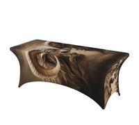 QMKFWT Goat Fight Decorative Tablecloth Protector for Wedding, Banquet & Parties6FT Spandex Rectangle Tablecloths, Stretch Washable Table Cloth Wrinkle Free Patio Table Cover