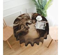 QMKFWT Goat Fight Printed Round Tablecloth,Dust-Proof Wrinkle Resistant Table Cover Washable Polyester Table Cloth for Kitchen Dining Room Farmhouse Picnic Indoor Outdoor(Round 60 Inch)