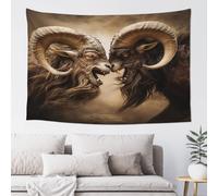 QMKFWT Goat Fight Tapestry Aesthetic Wall Hanging Tapestries 60'' x 40'' Boho Tapestries Vertical Wall Art Decorative Funny Vintage Poster Flag Tapestry for Bedroom Living Room Decor