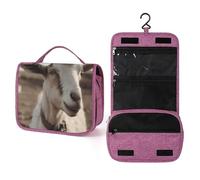 QMKFWT Goat on Hillside Toiletry Bag Waterproof Makeup Bag with Hanging Hook Cosmetic Bags for Women Travel Essentials