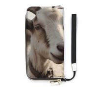 QMKFWT Goat on Hillside Wallet Large Capacity Clutch Cash PursePU Leather Long Zipper Pouch Wallet Unisex, white, 20x10.5cm, Wallet