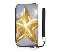 QMKFWT Gold Star Wallet Large Capacity Clutch Cash PursePU Leather Long Zipper Pouch Wallet Unisex, white, 20x10.5cm, Wallet