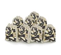 QMKFWT Gold White Butterflies Black Drawstring Pouches Small Bulk Cotton Burlap Storage Bags Reusable Muslin Sachet Bag for Candy, Toys, Jewelry, Treats, Birthday Party Favors