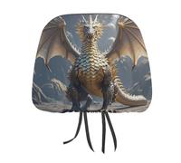 QMKFWT Golden Dragon Car Seat Headrest Cover Adjustable and Reusable Anti-Dirty Flexible Hear Rest Covers Soft Dust-Proof Car Seat Headrest Protector for Most Vehicles