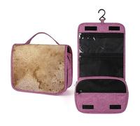 QMKFWT Golden Floral Design Toiletry Bag Waterproof Makeup Bag with Hanging Hook Cosmetic Bags for Women Travel Essentials