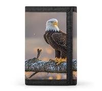 QMKFWT Golden Sunset Bald Eagle Casual Wallet Credit Card Holder Premium Document Organizer Case for Men And Women