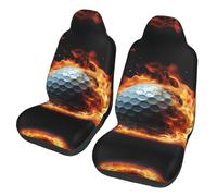 QMKFWT Golf Ball On Fire Printed 2 Pcs Automotive Seat Covers for Front with Elastic Straps Car Protector Seat Covers for Car SUV Truck