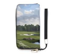 QMKFWT Golf Course Wallet Large Capacity Clutch Cash PursePU Leather Long Zipper Pouch Wallet Unisex, white, 20x10.5cm, Wallet