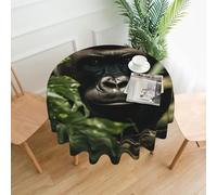 QMKFWT Gorilla Landscape Printed Round Tablecloth,Dust-Proof Wrinkle Resistant Table Cover Washable Polyester Table Cloth for Kitchen Dining Room Farmhouse Picnic Indoor Outdoor(Round 60 Inch)