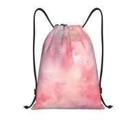 QMKFWT Gradient Pink Drawstring Backpack Sports Gym Sackpack Waterproof Swim Bag Men Women Draw String Bag, Black, M