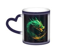 QMKFWT Green Dragon Coffee Mugs 11 Oz Heat Sensitive Starry Sky Color Changing Mugs, Ceramic Magic Cup with Handle Personalized Tea Cups Novelty Coffee Cup Gift for Women Men Blue